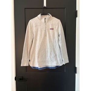 Vineyard Vines Dreamcloth Shep Shirt Grey Blue Quarter Zip Relaxed Fit Size S